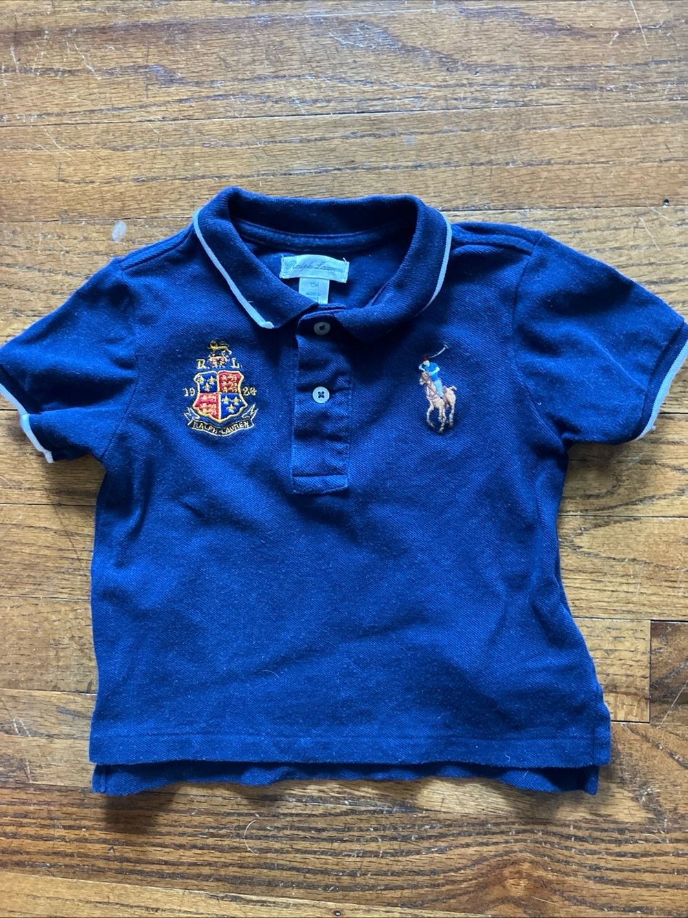 Toddler Polo Shirt with Crest Embroidery - Navy Baby Boys Ralph Lauren Navy Blue